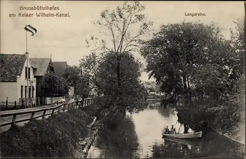 Ak Brunsbüttel in Dithmarschen, Partie am Kaiser Wilhelm Kanal, Brunsbüttelhafen, Langereihe