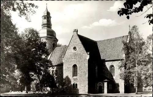 Ak Zeven in Niedersachsen, Ansicht der St. Viti Kirche, Bäume