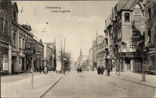 Ak Tschernjachowsk Insterburg Ostpreußen, Partie an der Hindenburg Straße, Konditorei Cafe Lehmann