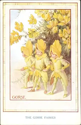 Künstler Ak Tarrant, Margaret W., The Gorse Fairies, Ginster, Feen, Elfen, Blüten
