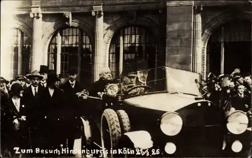 Foto Ak Köln am Rhein, Zum Besuch Hindenburgs in Köln, Rheinland Befreiungsfeier 1926, Max Wallraf