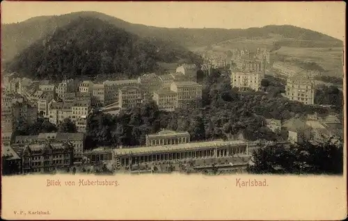 Ak Karlovy Vary Karlsbad Stadt, Blick auf Stadt von der Hubertusburg