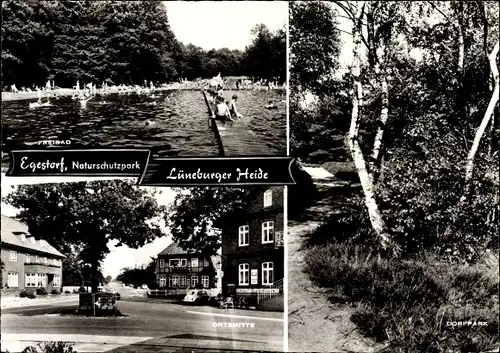 Ak Egestorf Lüneburger Heide, Freibad, Ortsmitte, Dorfpark