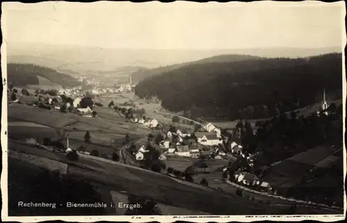 Ak Rechenberg Bienenmühle Erzgebirge, Totalansicht des Ortes, Panorama