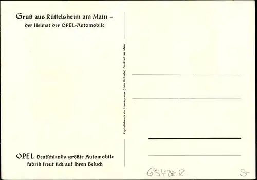 Ak Rüsselsheim im Kreis Groß Gerau Hessen, Heimat der Opel Automobile, Opel Werke, Schornsteine
