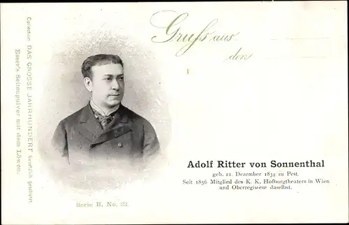 Ak Adolf Ritter von Sonnenthal, Österreichischer Schauspieler, Portrait