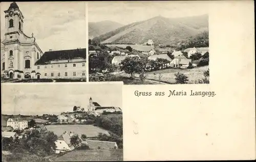 Ak Maria Langegg Niederösterreich, Kirche, Ortschaft mit Landschaftsblick