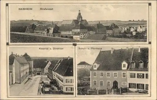 Ak Kaisheim im schwäbischen Kreis Donau Ries, Strafanstalt, Kaserne und Direktion, Schule und Pfarre