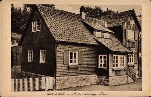 Ak St. Andreasberg Braunlage im Harz, Blick auf das Mittelelbehaus