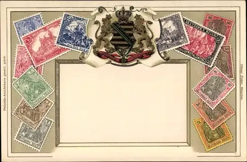 Präge Briefmarken Litho Sachsen, Deutsches Reich, Germania