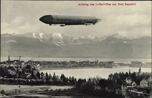 Ak Aufstieg des Luftschiffes LZ 3 von Graf Zeppelin, Bodensee