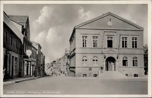 Ak Płoty Plathe Pommern, Rathaus und Wilhelmstraße