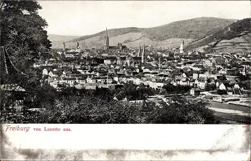 Ak Freiburg im Breisgau Baden Württemberg, Blick auf den Ort mit Umgebung von Loretto aus