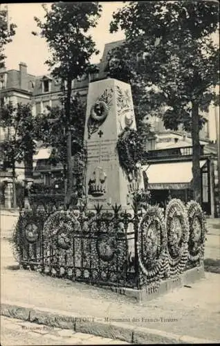 Ak Montretout Saint Cloud Hauts de Seine, Monument des Francs Tireurs