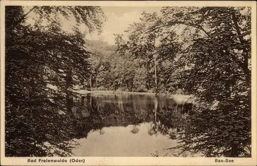 Ak Bad Freienwalde an der Oder, Durchblick zum Baa See