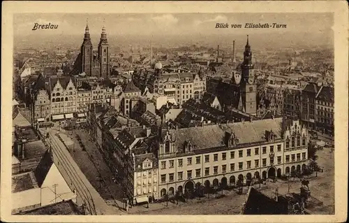 Ak Wrocław Breslau Schlesien, Blick vom Elisabeth Turm