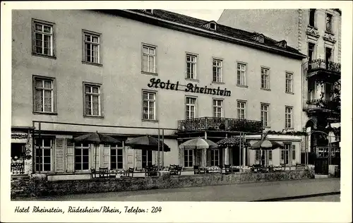 Ak Rüdesheim am Rhein in Hessen, Hotel Rheinstein, Vorderansicht