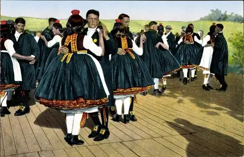 Ak Hessische Trachten, original Schwälmer Tanz