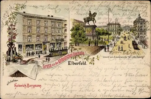 Litho Elberfeld Wuppertal in Nordrhein Westfalen, Altdeutsche Bierhalle, Inh. Heinrich Bergmann