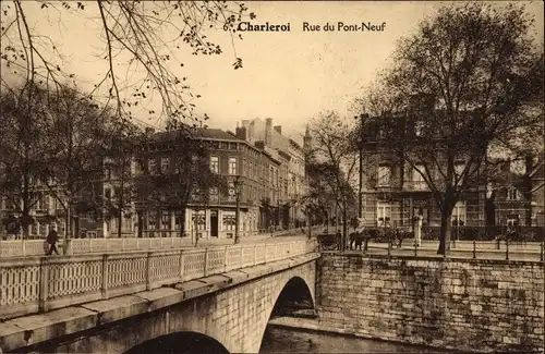 Ak Charleroi Wallonien Hennegau, Rue du Pont Neuf, Brücke