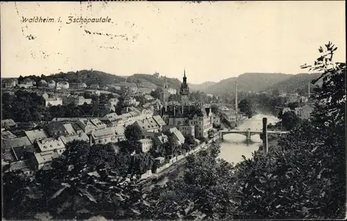 Ak Waldheim in Mittelsachsen, Blick auf den Ort mit Umgebung