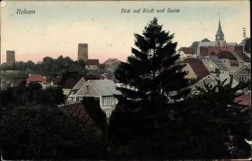 Ak Kohren Sahlis in Sachsen, Blick auf Stadt und Ruine