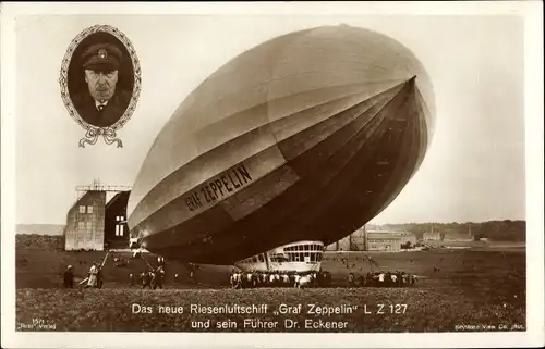 Ak Das neue Riesenluftschiff Graf Zeppelin, LZ 127, Dr. Eckener, Ross Verlag 15/1
