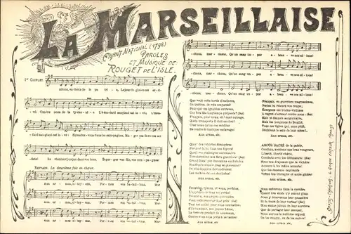 Lied Ak La Marseillaise, Rouget de l'Isle, französische Nationalhymne