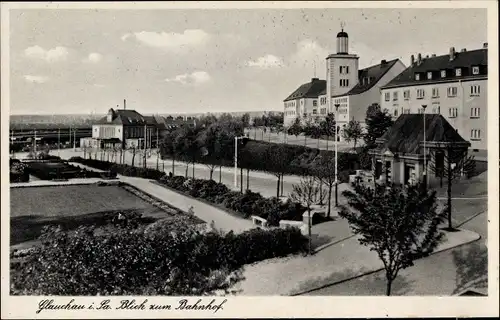 Ak Glauchau an der Zwickauer Mulde in Sachsen, Blick zum Bahnhof