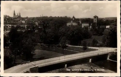 Ak Waldenburg in Sachsen, Blick auf Brücke, Teilansicht der Stadt