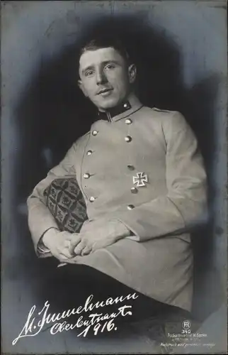 Ak Jagdflieger Oberleutnant Max Immelmann, Portrait, Sanke 340