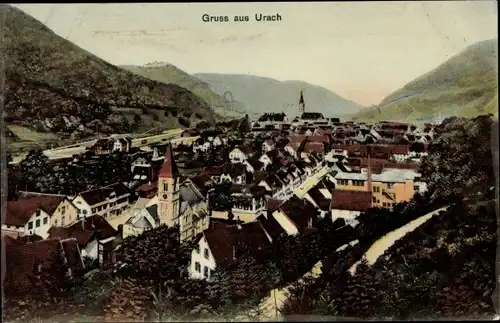 Ak Bad Urach in der Schwäbischen Alb, Blick auf den Ort mit Umgebung