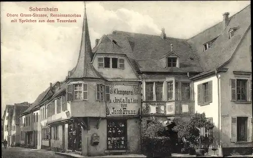 Ak Bad Sobernheim an der Nahe, Obere Großstraße, Renaissancebau, Klempnerei Jacob Franz