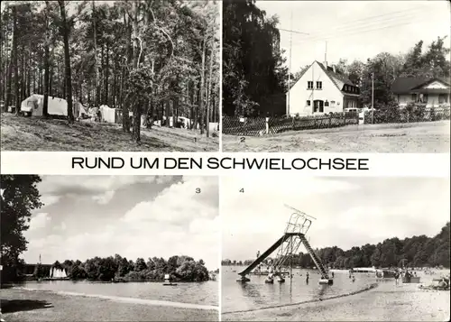 Passepartout Ak Schwielochsee in Brandenburg, Zeltplatz, DJH Fryco Rocha, Seglerhafen, Strandbad