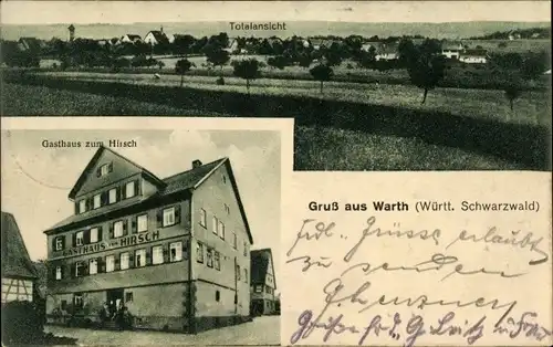 Ak Warth Wart Altensteig Baden Württemberg, Gasthaus zum Hirsch, Gesamtansicht mit Umgebung