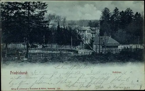 Ak Friedrichsruh Aumühle Niedersachsen, Teilansicht vom Schloss, Wald