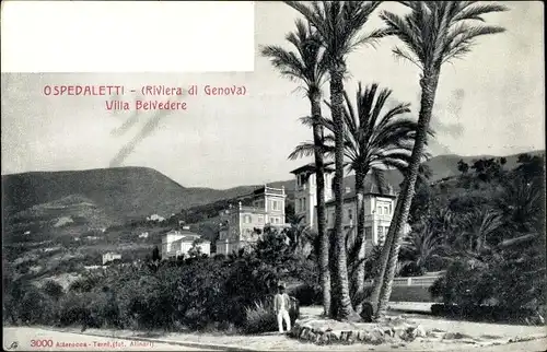 Ak Ospedaletti Liguria, Riviera di Genova, Villa Belvedere