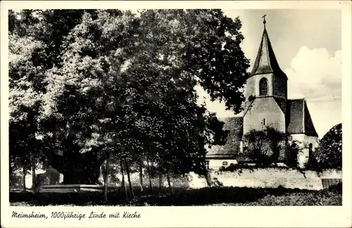 Ak Meimsheim Brackenheim Baden Württemberg, 1000 jährige Linde mit Kirche