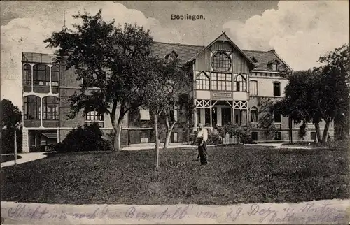 Ak Böblingen in Baden Württemberg, Bezirkskrankenhaus, Gartenansicht