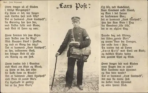 Lied Ak Lars Post, Postbeamter in Dienstuniform, Liedtext Jens Vejmand