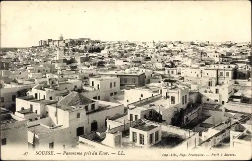 Ak Sousse Tunesien, Panorama pris du Ksar, Panoramablick über die Dächer der Stadt