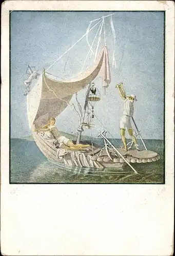 Künstler Ak Lendecke, D., Das Liebesboot, Mann und Frau in einer Gondel