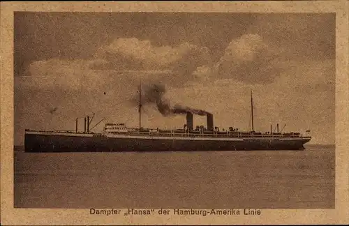 Ak Dampfschiff Hansa, HAPAG, Ansicht Backbord