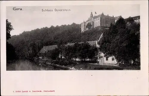 Ak Gera in Thüringen, Blick auf Schloss Osterstein, Flußpartie