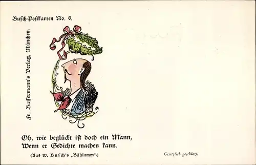 Künstler Ak Busch, Wilhelm, Oh, wie beglückt ist doch ein Mann, Busch No 6