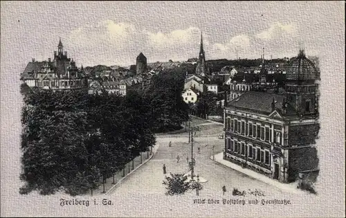 Ak Freiberg im Kreis Mittelsachsen, Blick über Postplatz und Hornstraße