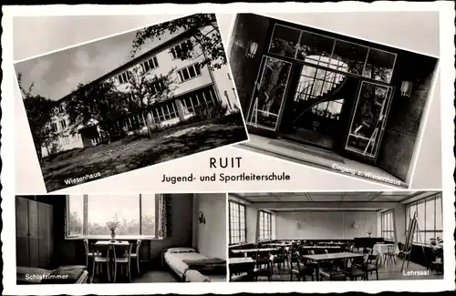 Ak Ruit Ostfildern BW, Jugend- u. Sportleiterschule, Wiesenhaus, Eingang, Schlafzimmer, Lehrsaal