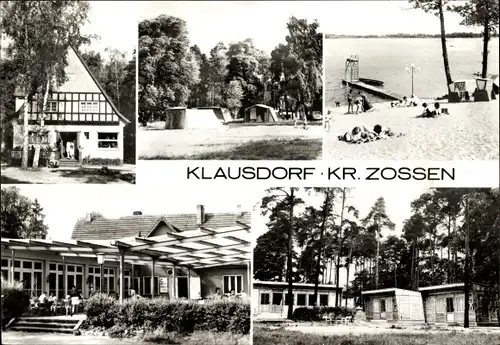 Ak Klausdorf Am Mellensee Brandenburg, Fachwerkhaus, Zeltplatz, Strandpartie, Terrasse, Bungalows