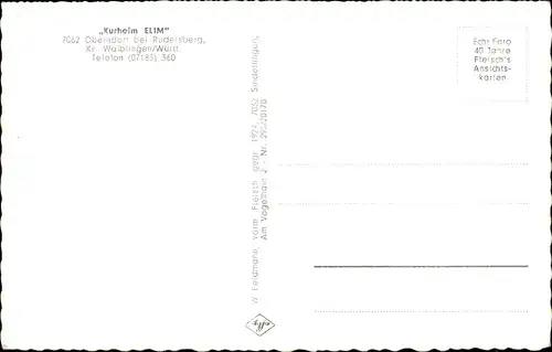 Ak Oberndorf Rudersberg Baden Württemberg, Blick auf das Kurheim Elim