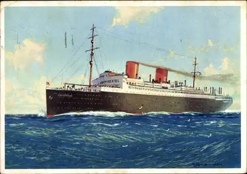 Künstler Ak Dampfschiff Columbus, Norddeutscher Lloyd Bremen, Ansicht Backbord